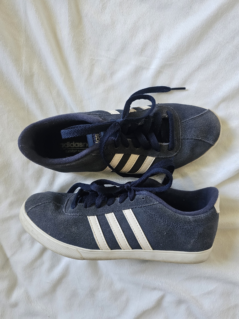Adidas Neo Courtset Blue / White Suede Shoes